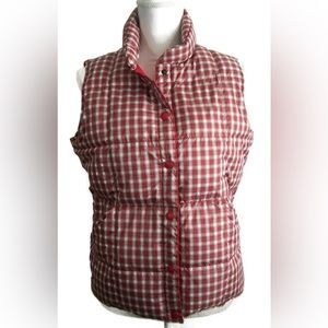 Lands End Red Tartan Plaid Goose Down Quilted Vest (Size: XS 2/4)
